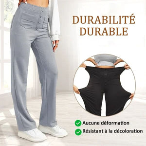 Pantalon décontracté à jambe droite et taille haute