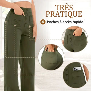 Pantalon décontracté à jambe droite et taille haute