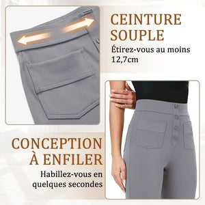 Pantalon décontracté à jambe droite et taille haute