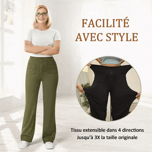 Pantalon décontracté à jambe droite et taille haute