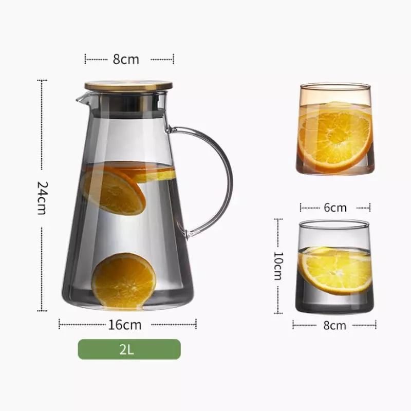 Carafe en verre de 2L avec couvercle en borosilicate