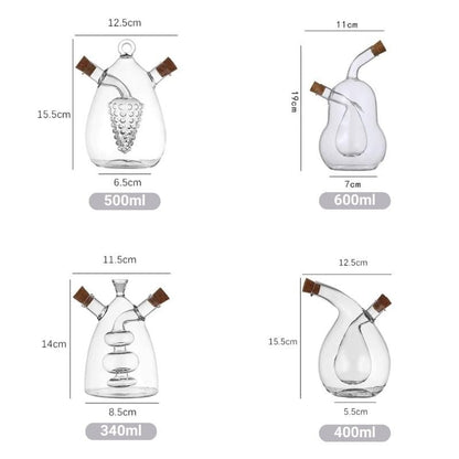 Porte-huile et vinaigre en verre avec bouchon en liège 2 en 1